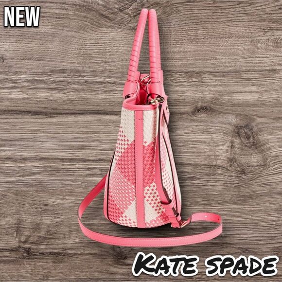New NWT Kate Spade New York woven plaid tote bag - Picture 4 of 8